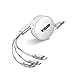 Price comparison product image Leegoal Retractable Multi USB Cable, 3 in 1 Retractable USB Charging Cable Fast Charge Type C/Micro USB Cable for iPhone X, 8, 7 Plus, Samsung S9 S8 S7 and More