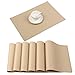 Produktbild Furnily 6er Pack PU Leder Tischsets Wärmedämmung Fleckabweisend PVC Tischsets Waschbar Rutschfeste Kunstleder Tischsets für Küchentisch Restaurant Beige
