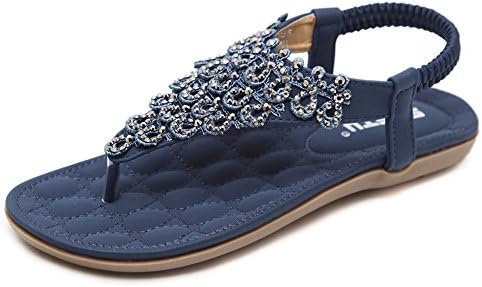 Ruiren Bohemian Sandals for Women, Summer Beach Post Sandals Flip Flops Flat Shoes for Ladies