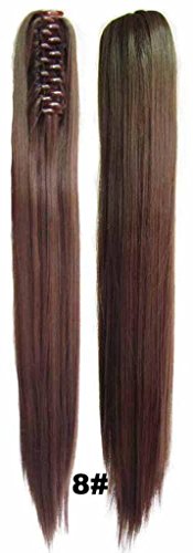 Queen Wig Long Straight Hairpiece Jaw Clip in on Extension Ponytail Hair Piece - #8 medium brown