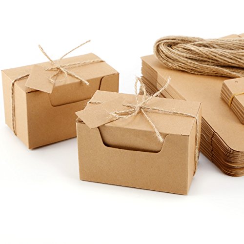 50 x 10*6*6cm Kraftpapier Geschenkbox Geschenkschachtel Kartonage Geschenkverpackung Cupcake Box Aufbewahrungsbox Gastgeschenk mit Geschenkanhänger Hochzeit Party Tischdeko - 2
