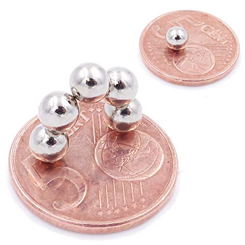 Brudazon | 100 Mini Aimants Boule 5mm | Aimants en néodyme Ultra Fortes - N38 | Aimant de Puissance pour modélisme, Photo, Bijoux, Artisanat | Petit, Rond et Extra Forte