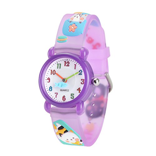 WOLFTEETH Kinder und Jugendliche Uhr Analog Quarz mit Plastik Armband 3D Kitten 3073 MEHRWEG