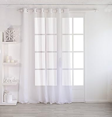 Enjoy Home 2001BC240240 Voilage Sablé Grande Largeur 240x240cm avec 8 Œillets Blanc, Polyester, 240x240 cm