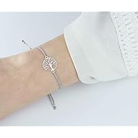 SCHOSCHON Damen Armband Lebensbaum 925 Silber Grau | Baum des Lebens Weltenbaum Freundschaftsarmband Schmuck