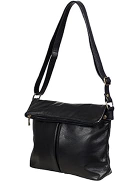 Taschenloft Damen Umhängetasche aus Italienischem Nappa-Leder (31 x 22 x 9 cm)