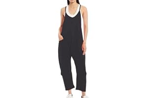 Egen Women Dungarees, Loose Overall Baggy Sleeveless Jumpsuit With Adjustable Straps Pants/Dress for Ladies, With Long Wide Leg Playsuit Trousers with Big Pocket Cotton Rompers
