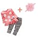 Koly Newborn Baby Clothing Sets Long-Sleeved Kids Girls Flower Bow Shirt Plaid Pant Set+1 baby headband