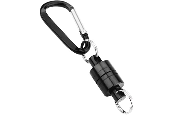 VGEBY Boucle Magnétique de Filet Epuisette de Pêche Mousqueton Magnétique en Alliage d'Aluminium (Couleur : Noir)