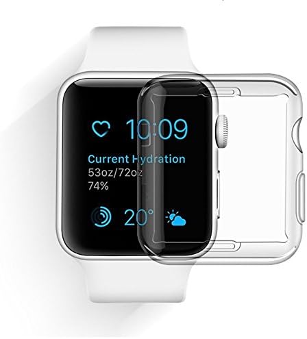 Apple Watch Series 3 Case, Feskin Lightweight Soft TPU Clear iWatch Cases with Ultra Thin Full Screen Protector Cover for iWatch Series 3 2017 (42mm)