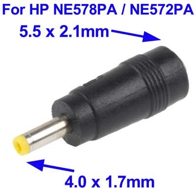 Kab24® DC Hohlstecker 4,0mm aussen / 1,7mm innen auf DC Hohlbuchse 5,5mm/2,1mm schwarz