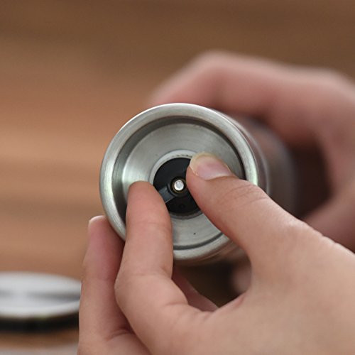 Salz- und Pfeffermühle 2-in-1 Set aus Edelstahl | Premium Gewürzmühle mit Keramikmahlwerk | Hochwertige Doppelmühle mit Acrylglas | Inklusive hochwertigem E-Book - 4