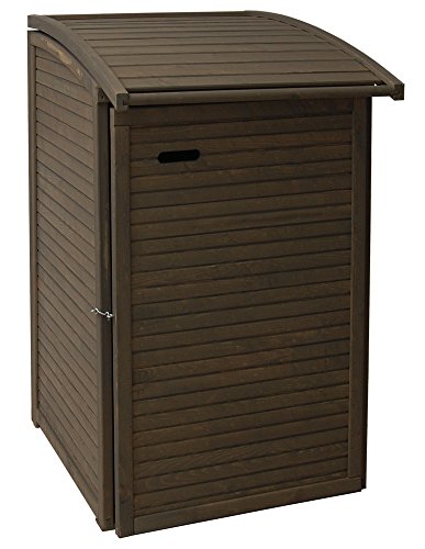 Andrewex Mülltonnenbox für 1 Tonnen 97 x 75 cm 240 Liter aus Holz, Braun Teak Pinie Anthrazit Grau Cream Mülltonnenschrank Mülltonnenverkleidung