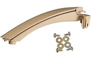 Hacreyatu 1 Set Poignée intérieure de porte, côté gauche/droit, bouton sur le panneau intérieur pour B-MW 3 Series E90 E91 316 318 320 323 325 328 330 335 (droite, beige)