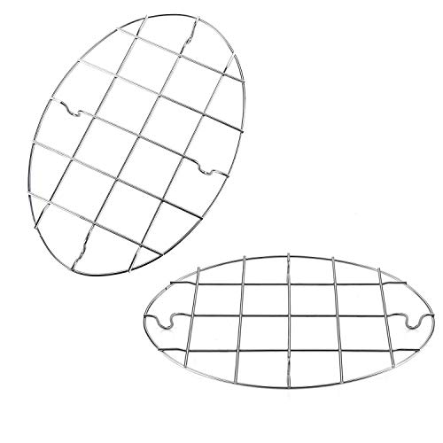 TamBee 9.8x6.7 Inch Oval Roasting Cooling Rack 304 Stainless Steel Baking Broiling Rack Cookware 0.8 Inch heigh Set of 2