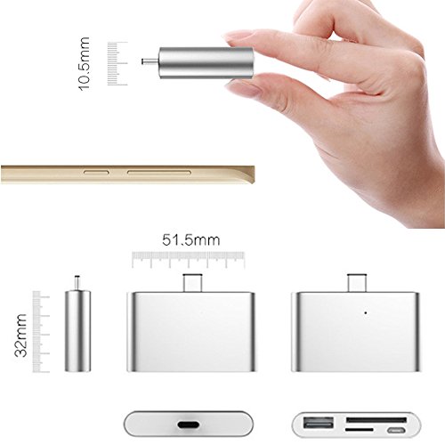 MyArmor Multifunktional 4 in1 USB OTG/TF/SD Smart Card Reader Adapter mit Type-C Ladeanschluss für Apple MacBook, Huawei matebook, Huawei/P9/P9 Plus, LG G5, Google 5x usw. - 4
