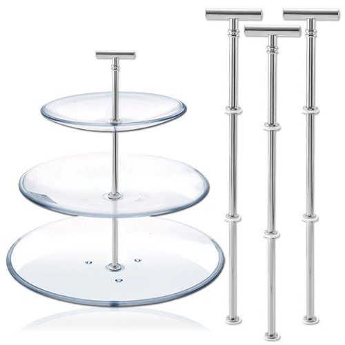 3 Set „T“ Form Metallstange Mittellochausstech 2 bis 3 Etagere Etage für Hochzeit Party Geburtstag Hochzeitstorte Torten Tortenständer - 3