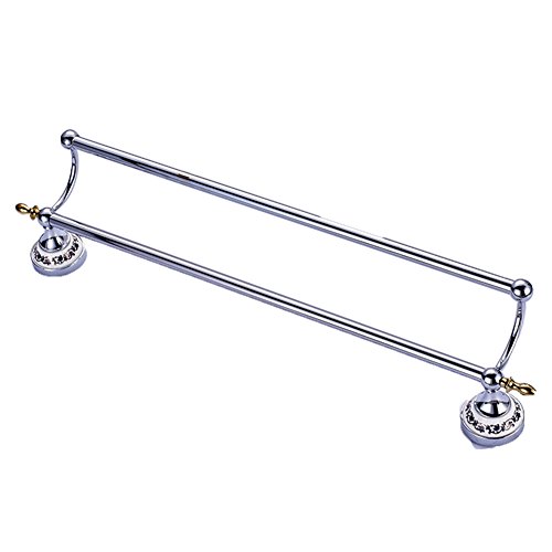 Preisvergleich Produktbild Handtuchhalter Handtuchstange Handtuchständer Blaues Und Weißes Porzellan Badaccessoires Continental Doppelhebel Vintage ZHANGQIANG (Farbe : Silber, größe : 90)