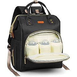 HOMIEE Mochila para Pañales Multi-Funcional, Mochila de Pañales y Biberones, Gran Capacidad, Impermeable Bolsa de Pañales Para Bebés, Bolso de Viaje con Aislado Bolsillos (Negro)