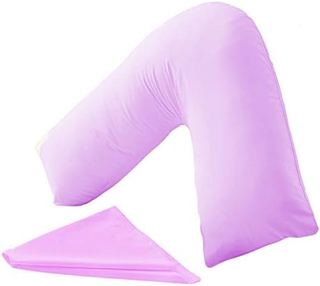 Orthopaedic/Pregnancy/ Nursing V-shaped neck support hollow fibre filled pillow for comfort Pillow cases also available (Pillow case only, Lilac)