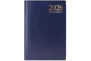 1ABOVE 2026 A5 Week-to-View Diary Premium Hardback Planner with Gilt Edges, Metal Corners & 60 GSM Paper – Elegant Weekly Organizer for Business, Office & Home (Blue)