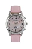 Verbalise Ladies Silver Radio Controlled Talking Watch with Leather Strap, Pink