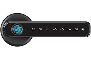 Feegow Smart-Türschloss, 3-in-1-Schloss, Türgriff, Fingerabdruck-Passwortschlüssel, elektronische Fingerabdruck-Tastatur, Passwort, Smart-Schloss für Zuhause, Hotel, Büro (schwarz)
