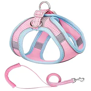 Zhangxi Pet Harn Vest pe Dog Leash Reflective Brea able wi Easy Control Handle Solid Color Wrap Around Edge