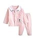 Produktbild Nicetruc Baby-Langarm-Tops und Hosen mit Knöpfen vorn Outfit mit Cartoon gestickte Bären-Mantel-Jacken dehnbarer Oberteil Hosen Set 80cm Rosa 1Set