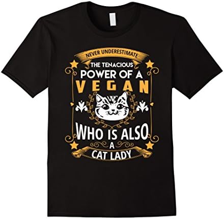 Men's Vegan Cat Lady Animal &amp; Vegetable Lover Gift T-Shirt 2XL Black