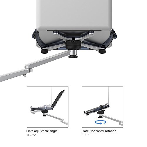 Thingy Club Verstellbare Aluminium-Universal-Halterung für 2 Laptops / Notebooks & Computer-Monitore, Tischhalterung mit Klemme, neigbar, schwenkbar, 2 Haltearme - 6