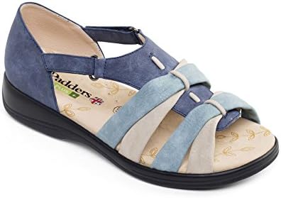 Padders Plus Women's Leather &amp; Textile Sandal 'Horizon' | Plus+ Range For Extra Width &amp; Comfort | Super Wide EEEE Fit | Free Footcare UK Shoe Horn