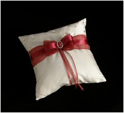 RING CUSHION CREME DUPION NATURAL SILK SWAROVSKI - RED
