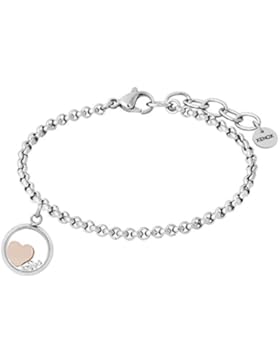 XENOX X6310 Damen Armband Herz Sky Light Edelstahl Bicolor Rose Weiß Zirkonia 18,5 cm