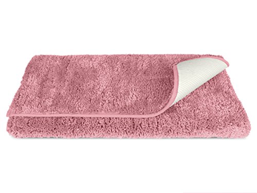 Mikrofaser Badteppich – klassisch + modern + universell einsetzbar – erhältlich in 13 modernen Farben und 6 verschiedenen Größen – die extra Streicheleinheit für Ihre Füße in geprüfter Markenqualität, altrosa, 50 x 70 cm - 2