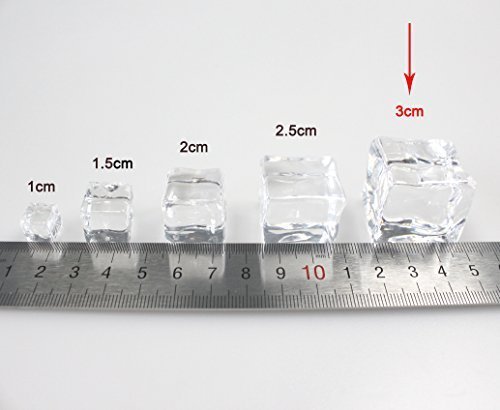 JPSOR 50 Stück 1.2 „Künstlich gefälschte Eis, klar Kunststoff Eiswürfel quadratische Form für Anzeigen oder Fotografie Stützen Home Dekoration - 5