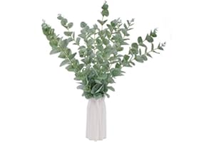 Beferr 12 Pcs Artificial Eucalyptus Stems Leaves Fake Eucalyptus Bunch Artificial Flowers Faux Green Foliage Stems Silk Greenery for Flower Arrangement Garden Home Wedding Party Decoration