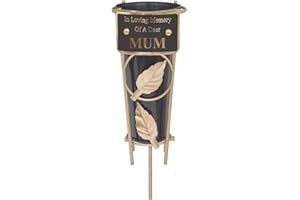 ONLINESTREET Grave Vases with Spike Grave Ornaments - Memorial Plaques/Black Vases Flower Holders with Personalised Quotes; Metal Spikes Grave Decorations in Loving Memory of your Loved Ones (Mum)