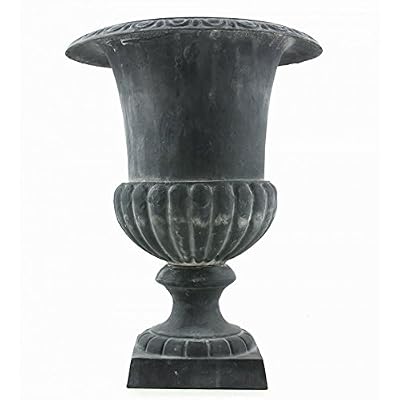 L'Héritier Du Temps Vase Vasque Jardiniere en Fonte Grise Style Medicis Pot de Fleur 32x32x41cm