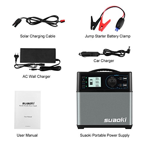 Suaoki 400Wh Mobiler Energiespeicher,Solar Generator/AC Steckdose/Autos,4 USB-Ports/2 AC & DC Inverter/1 Zigarettenanzünder- Buchse zum Einschalten von elektronischen Geräten/Beleuchtung und Jump Starter Cars - 6