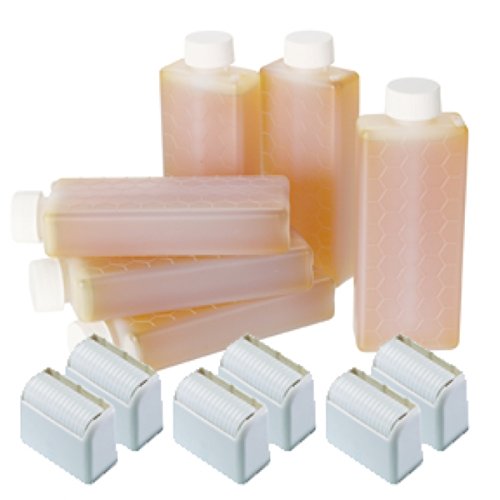 Hive 6pcs Refill Roller Depilatory Roll on Roller Cartridges Warm Honey Creme Wax 80g with 6pcs Large Roller Heads CODE: HOB6566