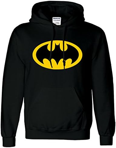 SNS Batman Mens Boys Womens Ladies Girls Unisex Comic Super Hero Pocket Hoodies Hooded Sweatshirt Pullover Pocket Hoodie Sweat Hoody Casual Sports - Black - S - Chest : 34" - 36"