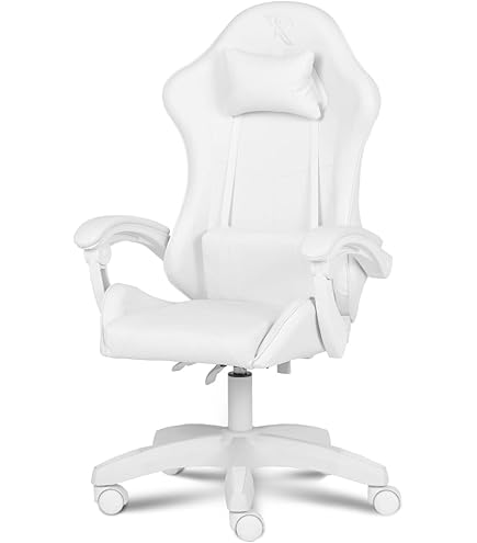 Sillón De Oficina Elevable Y Reclinable Nixon Tapizado Con Piel Sintética, Color Blanco