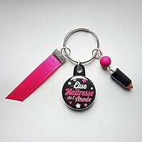Bijou de sac / Porte clés Élue Maîtresse de l'Année ( Idée Cadeau pour la Fin d'année Scolaire Noël Anniversaire Remerciement )