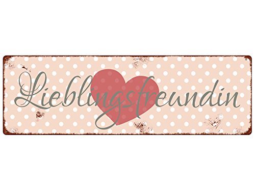 METALLSCHILD Shabby Vintage Blechschild LIEBLINGSFREUNDIN Geschenk Dekoration