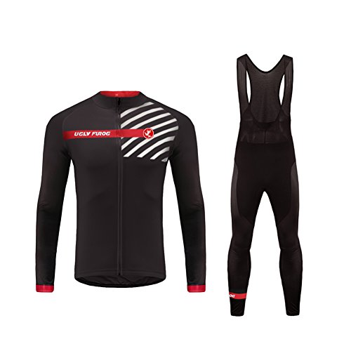 Uglyfrog Radfahren Kleidung Thermo KTM Winter Herren Set Thermo Anzüge Warm halten Langarm-Radsport-Trikot+Lange Lätzchen Dicht with Gel Pad Breathable Classic