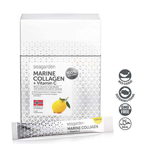Peptidi di collagene marino Seagarden + vitamina C | Gusto di limone | dal merluzzo artico norvegese selvatico | Integratore per pelle, capelli, unghie, tendini, legamenti | 5g x 30 bustine