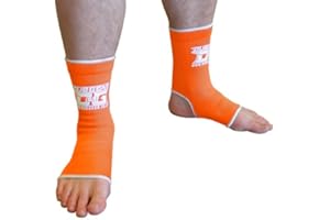 DUO GEAR L NEON ORANGE MUAY THAI KICKBOXING MMA ANKLE SUPPORT ANKLETS (Kids - Adults)