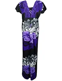 Indiatrendzs Women Nighty-Floral Print-Lace Net Work On Neck- Summer Sleepwear Nightgown (Bust 44)