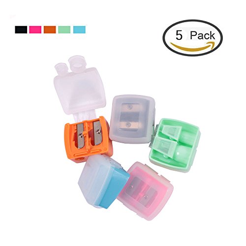 Teenitor® Top Quality Dual EyeLiner Lipliner Sharpener with Cover Pack of 5(Fast Shipping by FBA)